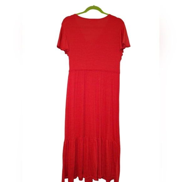 Max Studio Crinkled Jersey Flutter Sleeve Wrap Midi Dress – Size Large – NWOT - Picture 3 of 10